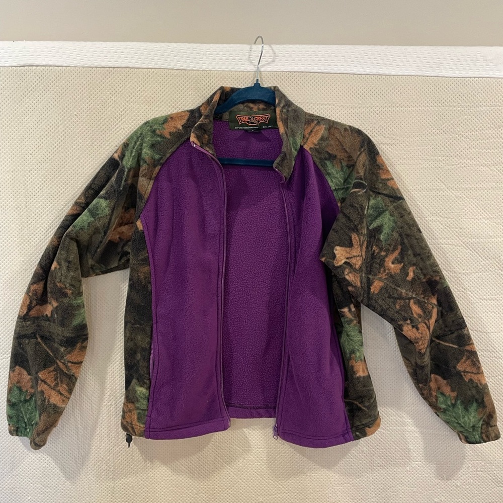 Purple and Camouflage Women's Fleece Zip Up